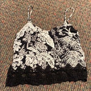 Topshop black and white floral tank